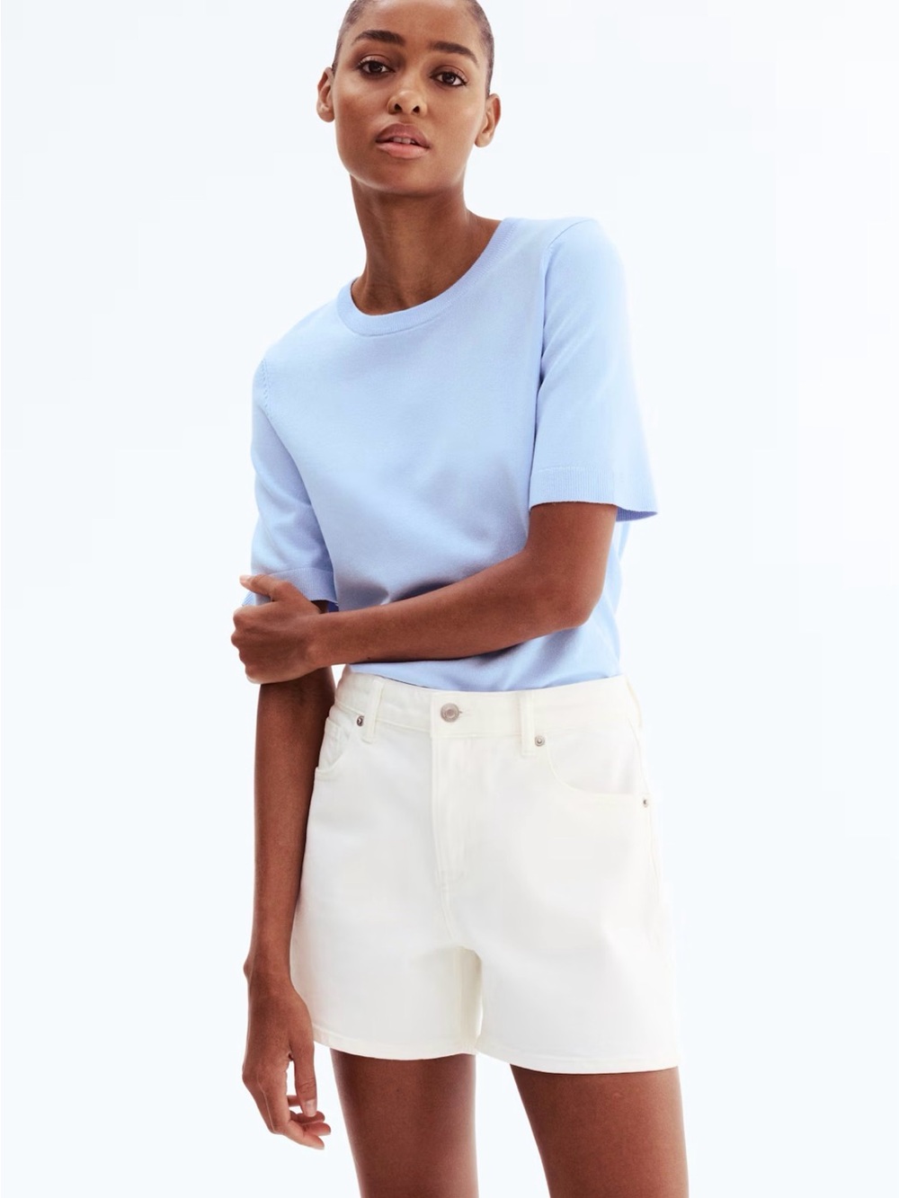H&M Light Blue Short Sleeve Crewneck Top